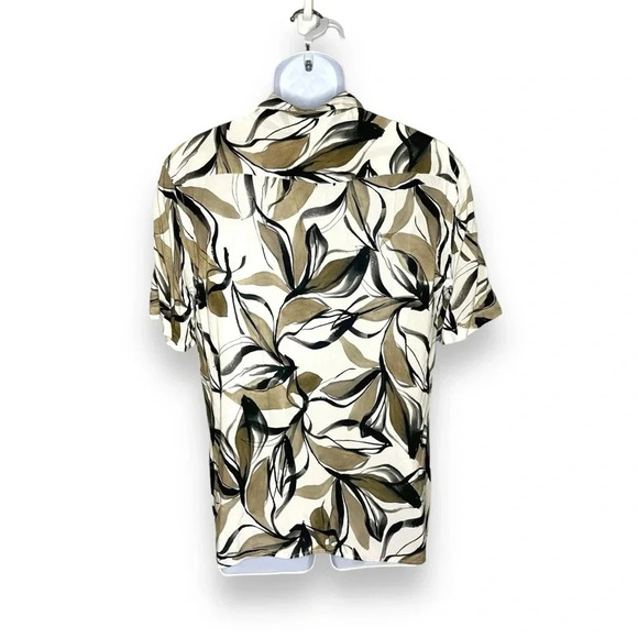 Zara Men’s Leaf Print Relaxed Fit Button Down Shirt - Size L, Made in Morocco - Picture 2 of 6